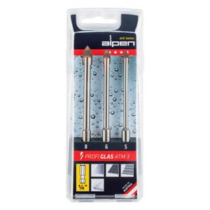 ALPEN Profi Glass Drill Bit Set 3 Piece Hex Shank 5 6 8mm